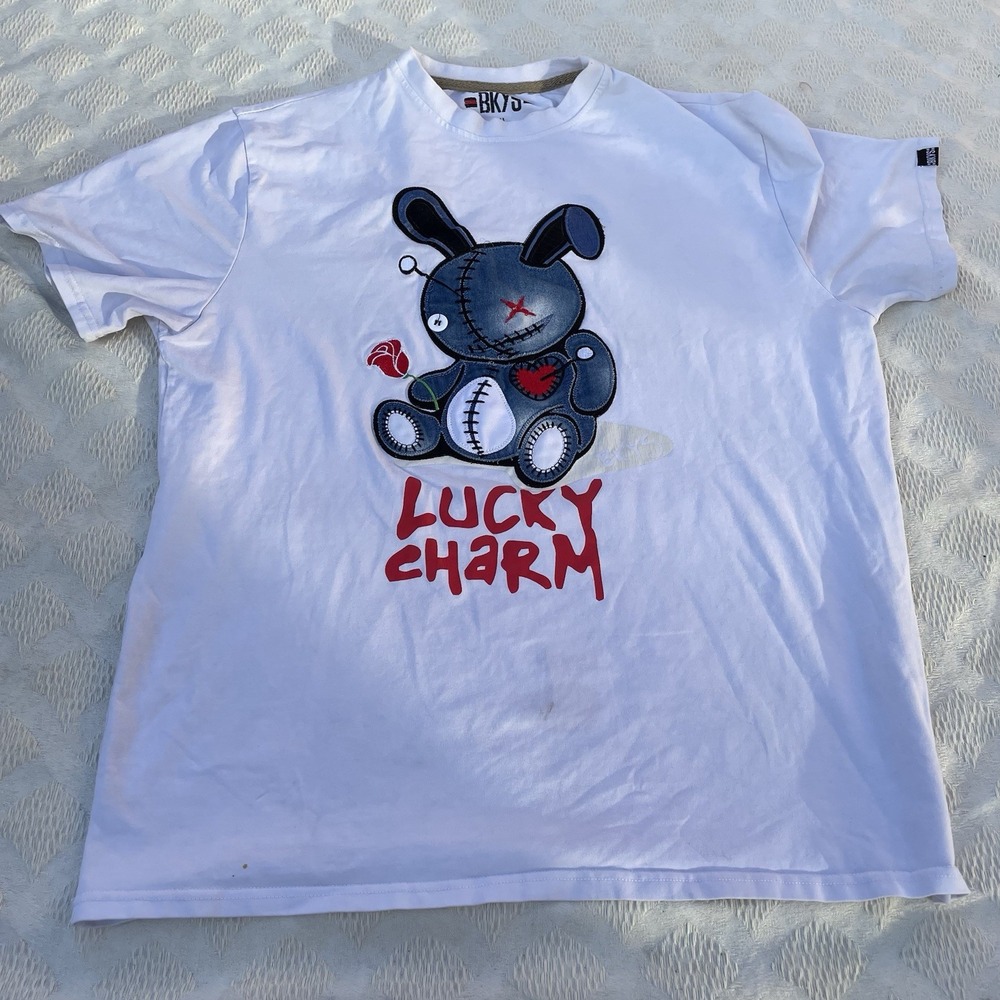 Bkys Authentic Mens Adults Lucky Charm Crewneck T-Shirt Size XL White